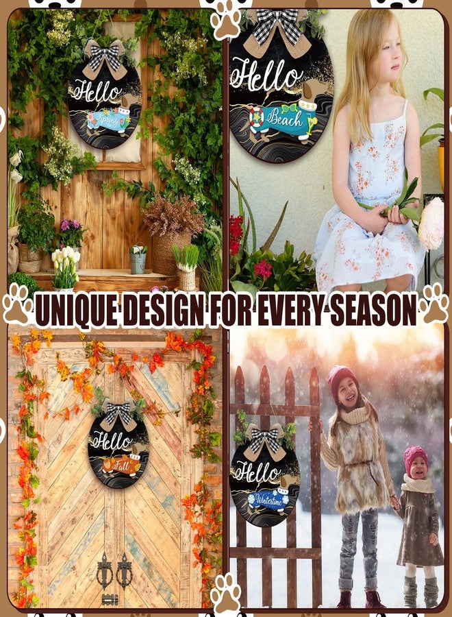 جلينمال مجموعة جلينمال المكونة من 16 قطعة من زينة تعليق الأبواب الخشبية القابلة للتبديل على شكل كلب داشهوند ريفي، لافتة منزلية موسمية قابلة للاستبدال، لافتة ترحيب عمودية معلقة قابلة للاستبدال، ديكور باب أمامي وشرفة (أسود، ذهبي) - Image 2