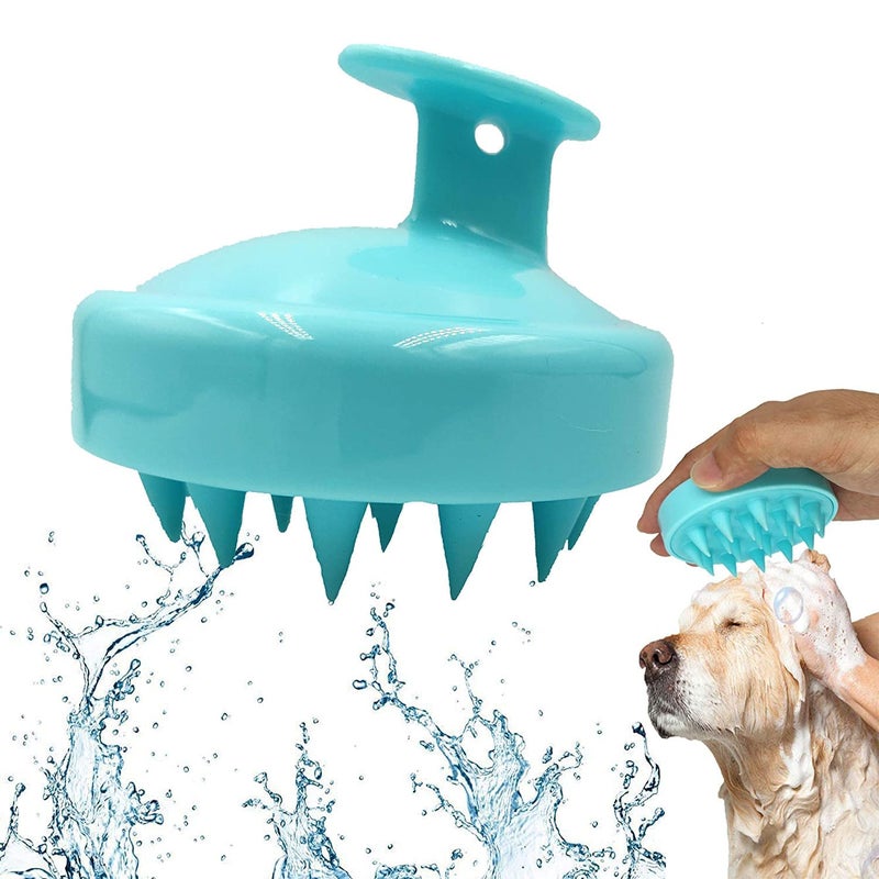 EPISKEY® Pet Silicone shampoo brush for dogs cats, Pets bath massage comb brush with soft pins for long&short hair, For Grooming and Romove shedding hair, Easy to grip (BLUE_35) - Image 1