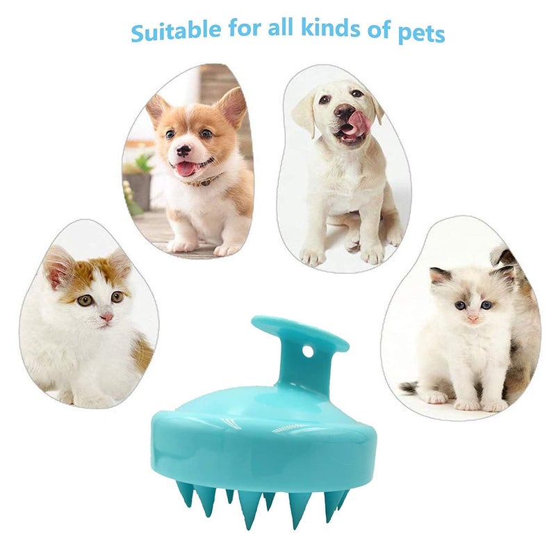 EPISKEY® Pet Silicone shampoo brush for dogs cats, Pets bath massage comb brush with soft pins for long&short hair, For Grooming and Romove shedding hair, Easy to grip (BLUE_35) - Image 3
