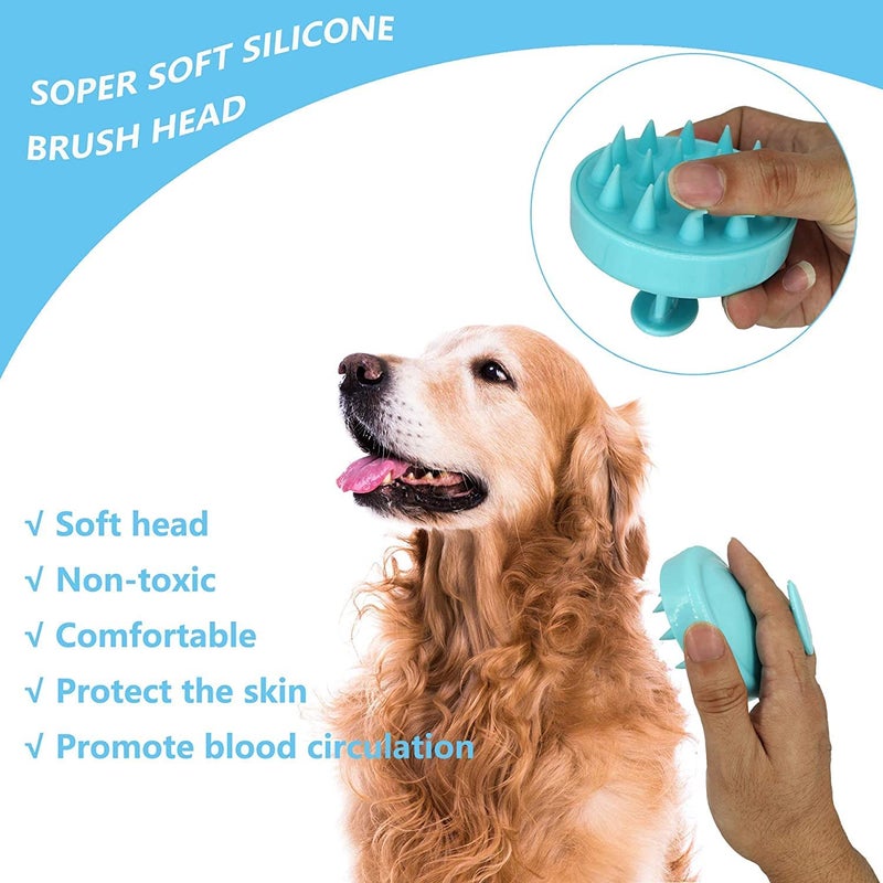EPISKEY® Pet Silicone shampoo brush for dogs cats, Pets bath massage comb brush with soft pins for long&short hair, For Grooming and Romove shedding hair, Easy to grip (BLUE_35) - Image 4