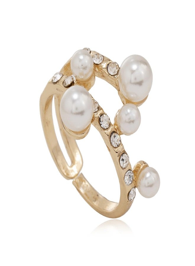 kepvrio Pearl Ring for Women Promise Stacking Pearl Rings Adjustable Open Pearl Finger Ring Trendy Personality Christmas Pearl Jewerly Prom Dress Jewerly - Image 1