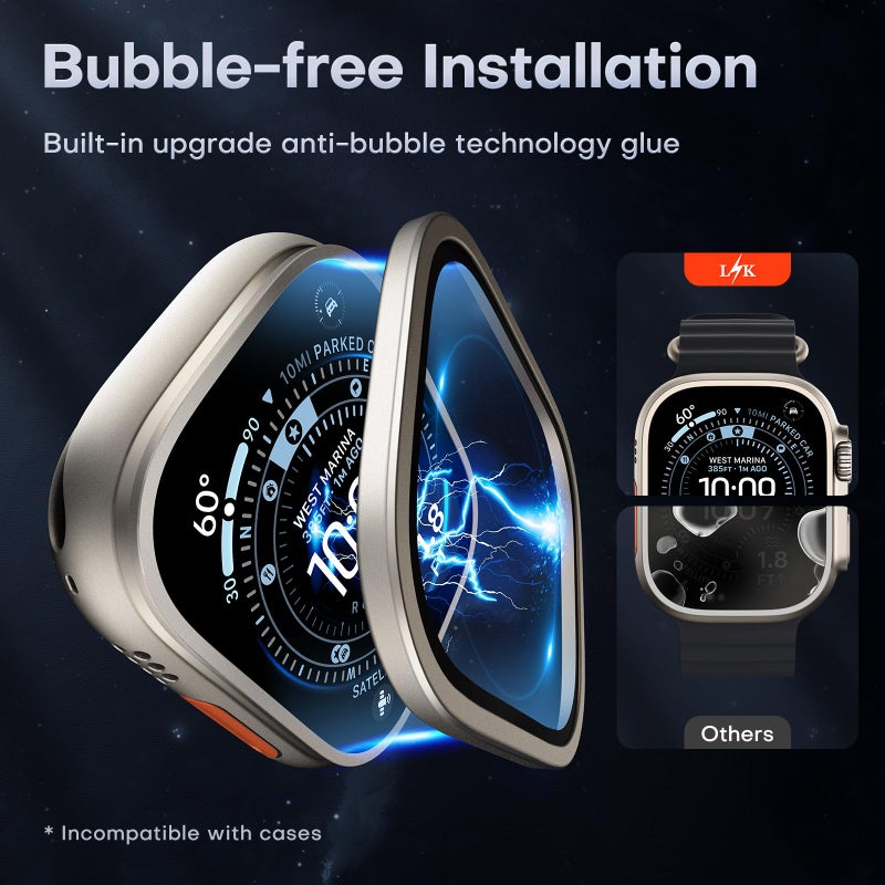 ال كي LϟK [2 Pack] for Apple Watch Ultra 3/2 /1 Screen Protector 49mm - Titanium - Image 3