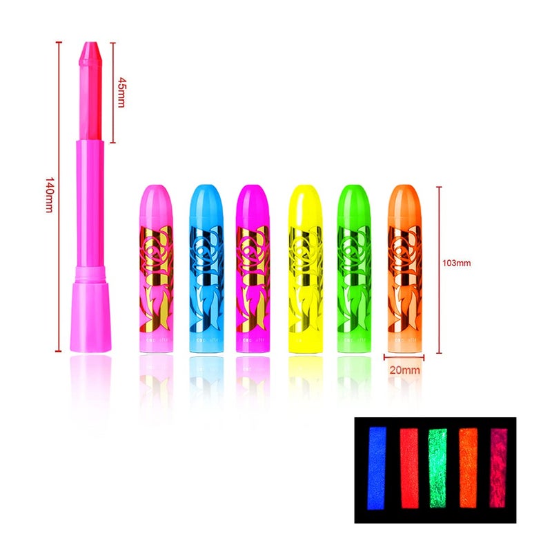 Moonear Glow in The Black Light Face Paint Crayons Kit, UV Black Light Makeup Neon Face and Body Paint Sticks Markers for Mardi Gras Halloween Masquerades Makeup - Image 3