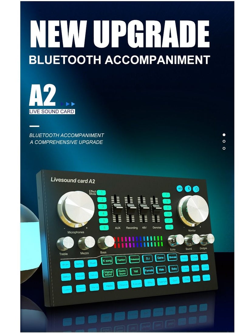 Furtey - Audio Mixer Professional Live Sound Card Studio Record Soundcard Bluetooth Microphone Mixer Voice Changer Live Streaming Audio Sound Mixer for Streaming Podcasting Gaming - Image 1
