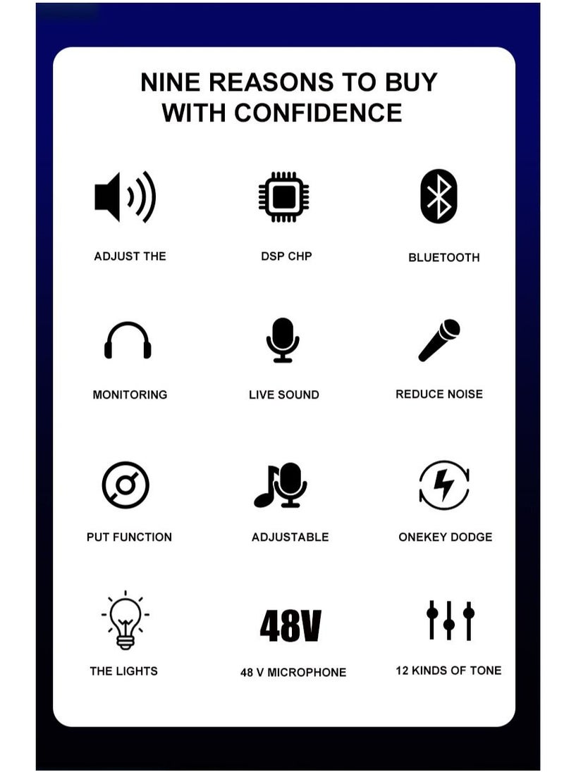 Furtey - Audio Mixer Professional Live Sound Card Studio Record Soundcard Bluetooth Microphone Mixer Voice Changer Live Streaming Audio Sound Mixer for Streaming Podcasting Gaming - Image 1