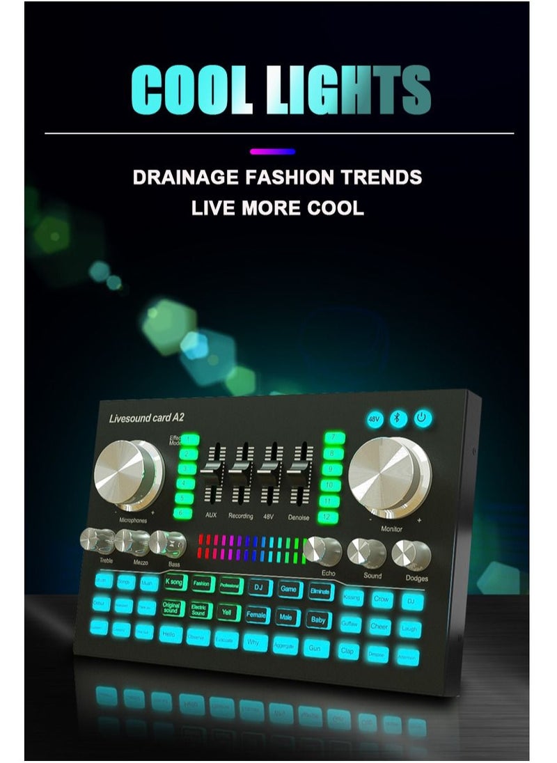 Furtey - Audio Mixer Professional Live Sound Card Studio Record Soundcard Bluetooth Microphone Mixer Voice Changer Live Streaming Audio Sound Mixer for Streaming Podcasting Gaming - Image 1
