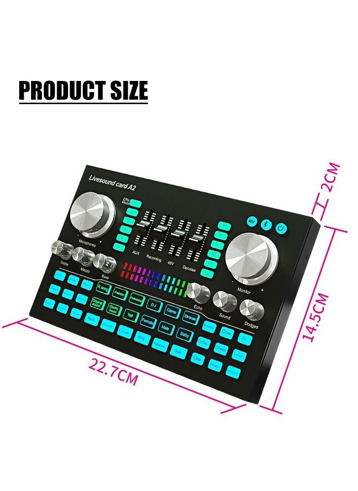 Furtey - Audio Mixer Professional Live Sound Card Studio Record Soundcard Bluetooth Microphone Mixer Voice Changer Live Streaming Audio Sound Mixer for Streaming Podcasting Gaming - Image 1