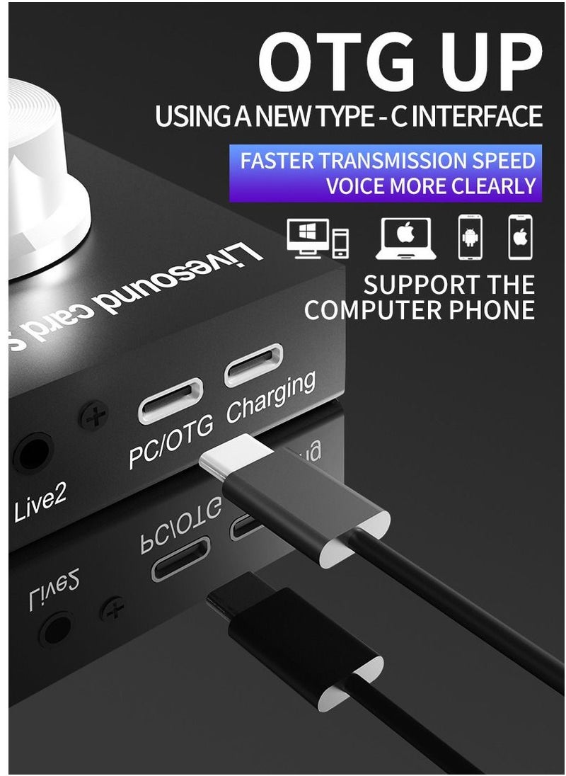Furtey - Audio Mixer Professional Live Sound Card Studio Record Soundcard Bluetooth Microphone Mixer Voice Changer Live Streaming Audio Sound Mixer for Streaming Podcasting Gaming - Image 1