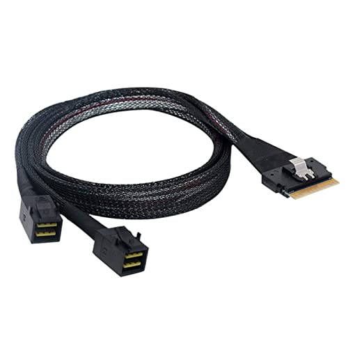xiwai PCIE Ultraport Slimline SAS Slim 40 SFF8654 8i 74pin to Dual SFF8643 4i Mini SAS HD Cable PCIExpress - Image 1