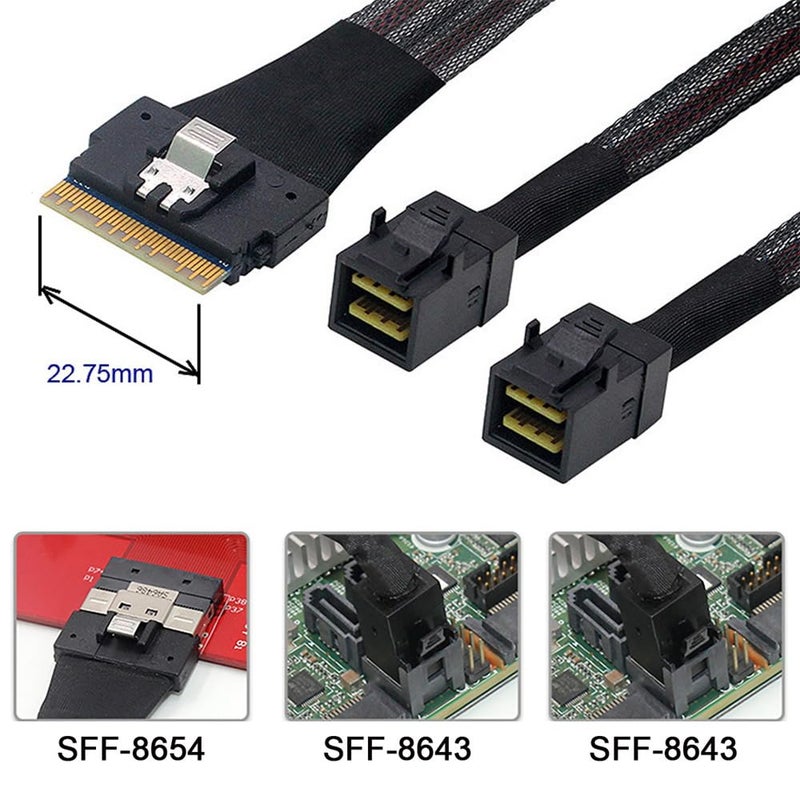 xiwai PCIE Ultraport Slimline SAS Slim 40 SFF8654 8i 74pin to Dual SFF8643 4i Mini SAS HD Cable PCIExpress - Image 3