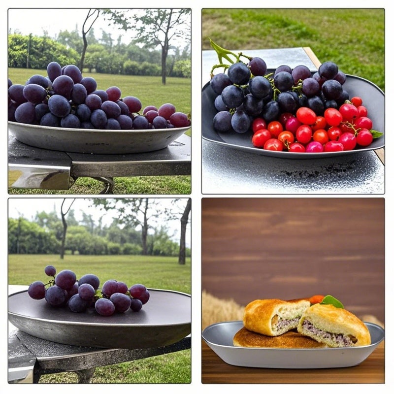 Titanium Serving Platter: 1.3" High Sides Lightweight Corrosion-Resistant BBQ Plate - Taste-Free Baking Plate for Outdoor BBQ Home Kitchen Food Serving - Image 3