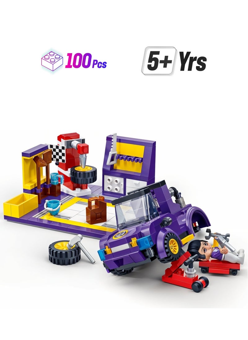 BanBao BanBao Speed Racing Garage Building Block Set , 1 Vehicle, 1 Mechanic Figure & Full Repair Workshop , STEM Construction Toy for Kids Ages 5 to 12 , Compatible with Major Brands , Fun Car Maintenance & Assembly Game  - Image 1