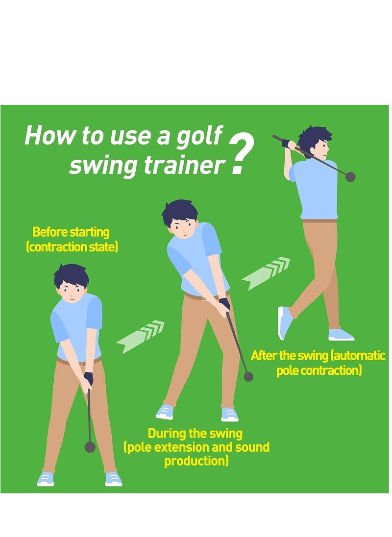 Generic Golf Swing Trainer Stretchable Golf Swing Training Device Aid for Tempo Rhythm Balance and Strength Emitting Swing Rod aids in Practice Lightweight Durable Golf Swing Mas with Ergonomic Grip  - Image 5