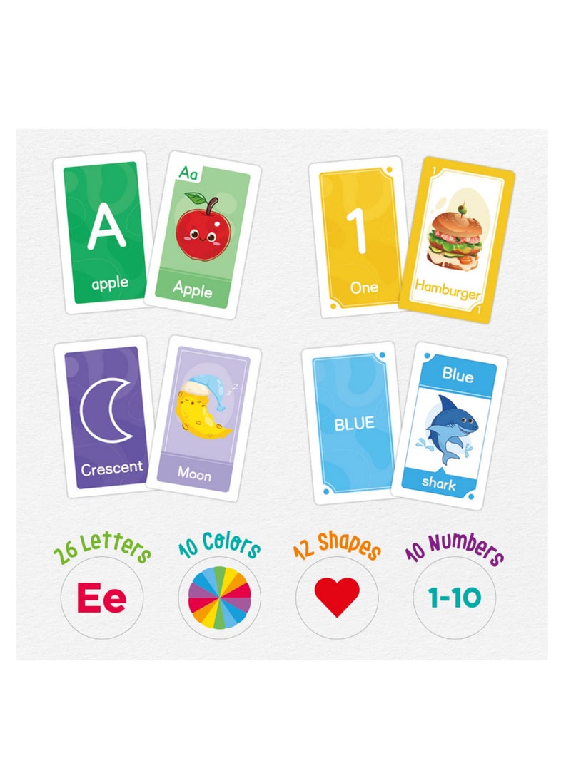 نوفولان بطاقة أبجدية للأطفال من عمر 2 إلى 4 سنوات، بطاقة تعليمية مبكرة، تعلم الألوان والأرقام والأشكال والحيوانات، بطاقة أبجدية إنجليزية تفاعلية ملونة وجذابة بخط كبير محمولة، 58 بطاقة - Image 2