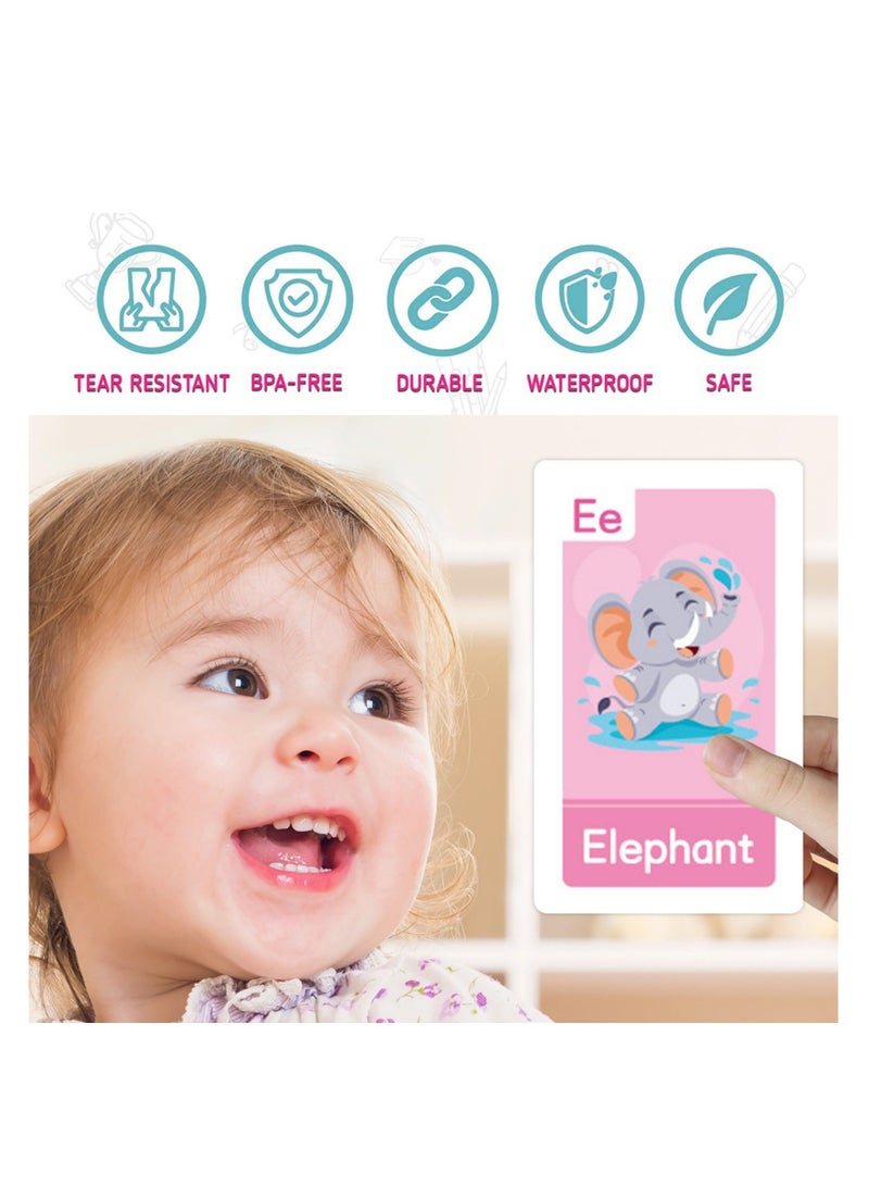 نوفولان بطاقة أبجدية للأطفال من عمر 2 إلى 4 سنوات، بطاقة تعليمية مبكرة، تعلم الألوان والأرقام والأشكال والحيوانات، بطاقة أبجدية إنجليزية تفاعلية ملونة وجذابة بخط كبير محمولة، 58 بطاقة - Image 3