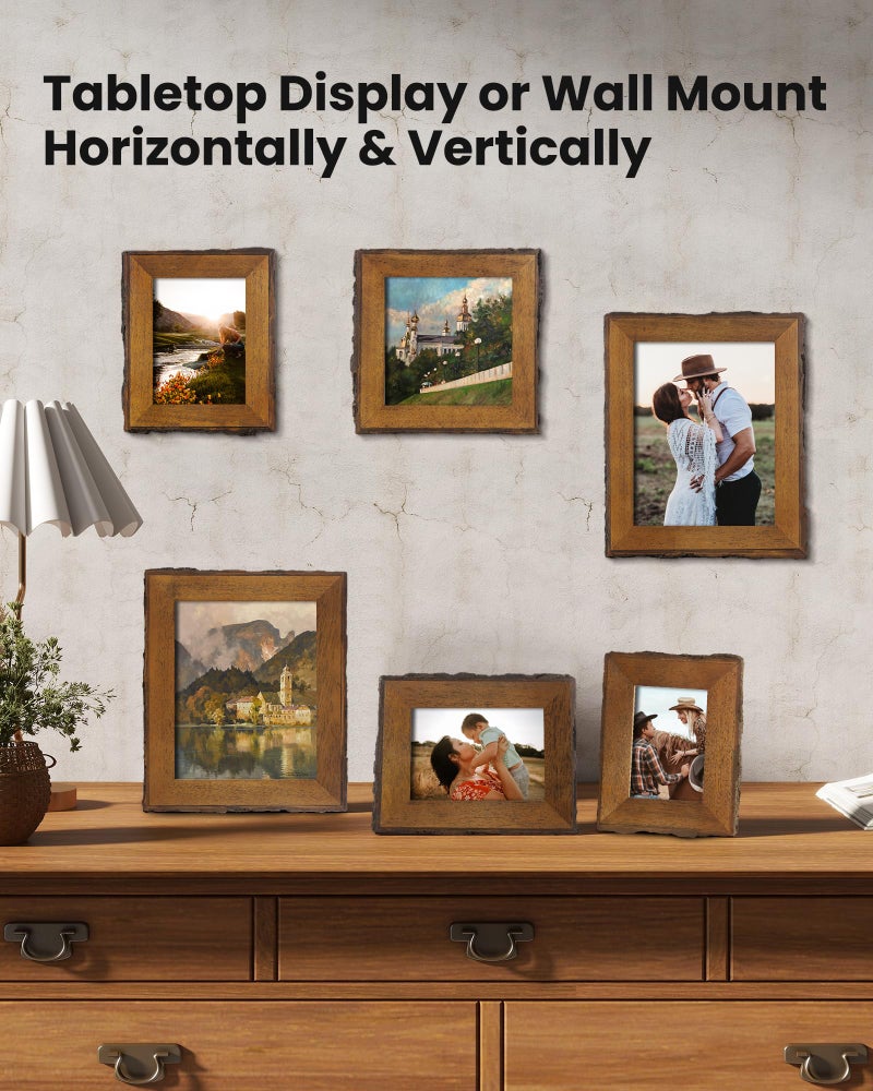 Axeman Rustic 5x7 Picture Frame|Natural Solid Wood 5 x 7 Photo Frame with Live Bark Edges|Tempered Glass|5 by 7 Vintage Frame for Tabletop or Wall Display|Farmhouse Countryside Decor - Image 3