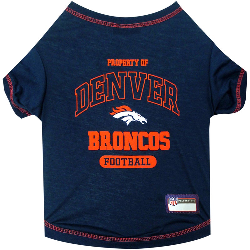 NFL Denver Broncos Dog T-Shirt for Pets, Size Small. Officially Licensed Pet Shirt with Team Logo, Soft Stretchable Comfort Fit Apparel for Dogs & Cats
