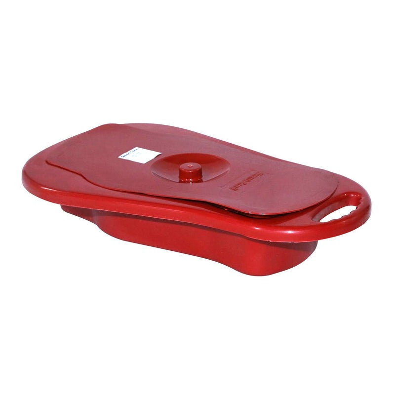 SMARTCARE Heavy Duty Contoured Bedpan for Bedbound Patients Unisex Polypropylene Bed Pan with Lid - Smooth Design in Vibrant Red - Image 1