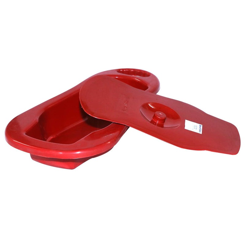 SMARTCARE Heavy Duty Contoured Bedpan for Bedbound Patients Unisex Polypropylene Bed Pan with Lid - Smooth Design in Vibrant Red - Image 5