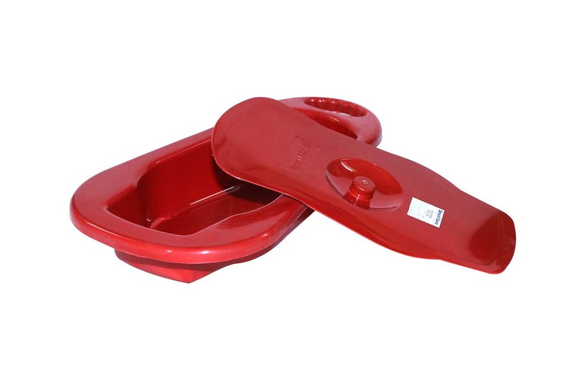 SMARTCARE Heavy Duty Contoured Bedpan for Bedbound Patients Unisex Polypropylene Bed Pan with Lid - Smooth Design in Vibrant Red - Image 3