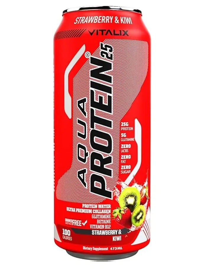 فيتاليكس أكوا بروتين 25 بنكهة الفراولة والكيوي، عبوة 473 مل، 12 عبوة - Image 2