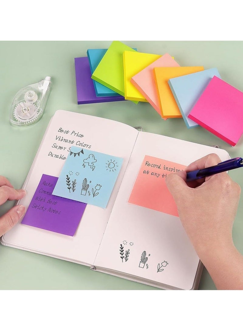 هاهاهاي 12 حزمة ملاحظات لاصقة 3 * 3 بوصة ، علامات تبويب الكتب ، منصات ذاتية العصا ملونة ، سهلة النشر للمنزل ، اللوازم المدرسية والمنتجات المكتبية (12 لونا) - Image 4