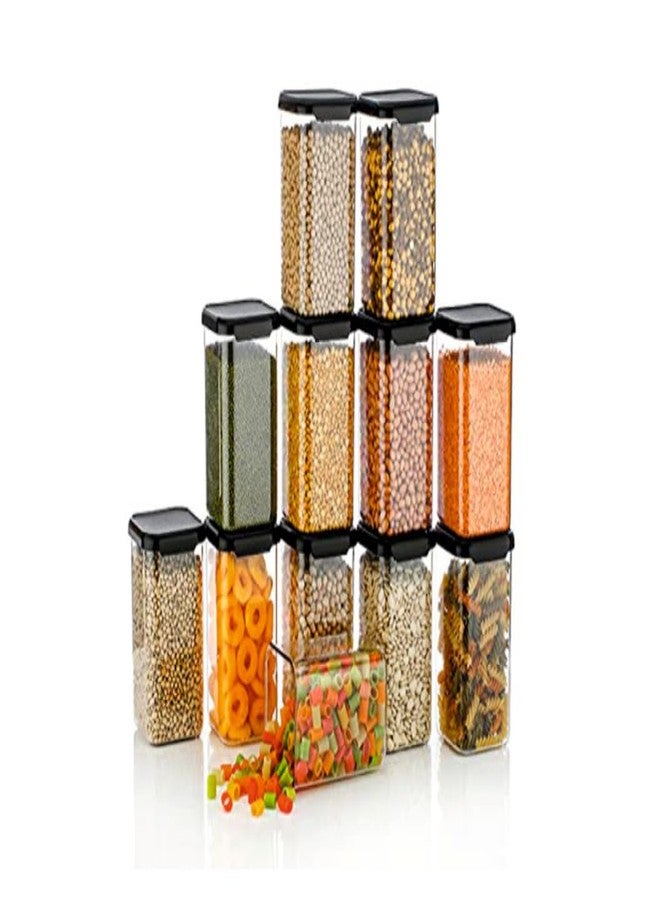 Clazkit Air Tight Modular Containers Storage Set For Kitchen, Pantry Organization, Bpa-Free, Dishwasher Safe (Pack Of 6, Black, 1100 ml, Plastic) - Image 1