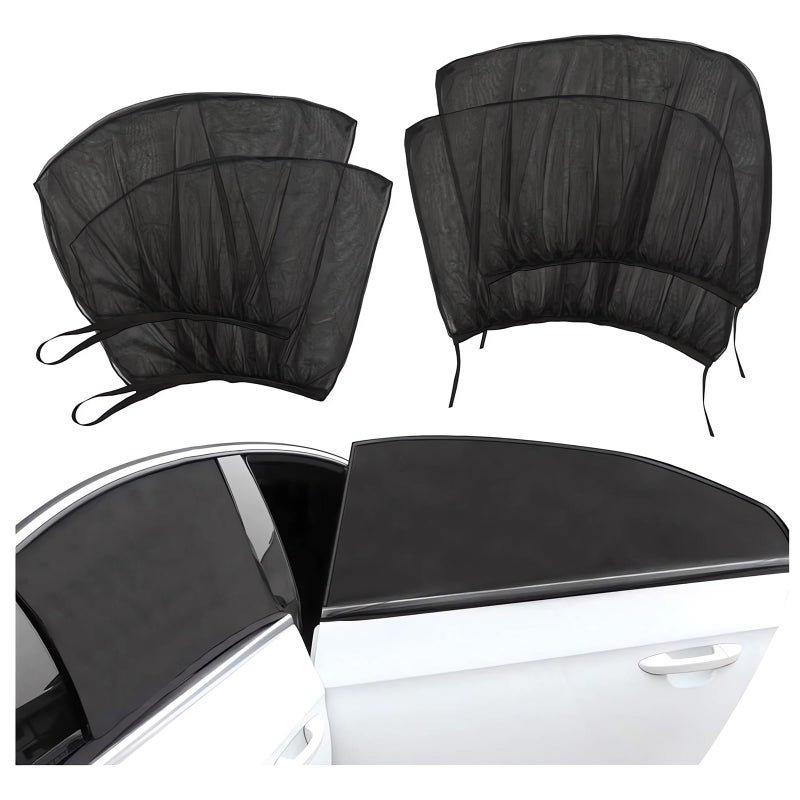Webahow 4 Packs Universal Car Window Screens - 2023 New Car Window Covers Sun Shades with UV Protection, Window Shades for Car Side Windows, Mesh Window Screen Privacy Car Window Covers Net for Camping - Image 1