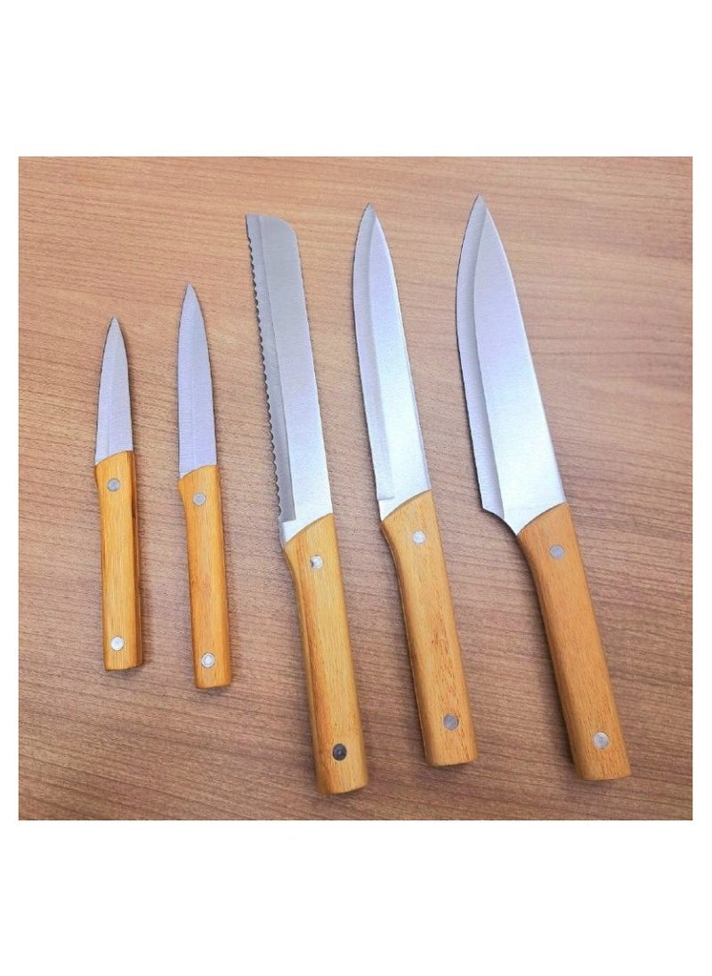 Knives with Bamboo Handle, Set of 5 Pieces