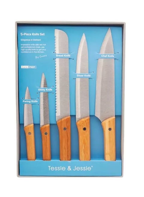 Knives with Bamboo Handle, Set of 5 Pieces