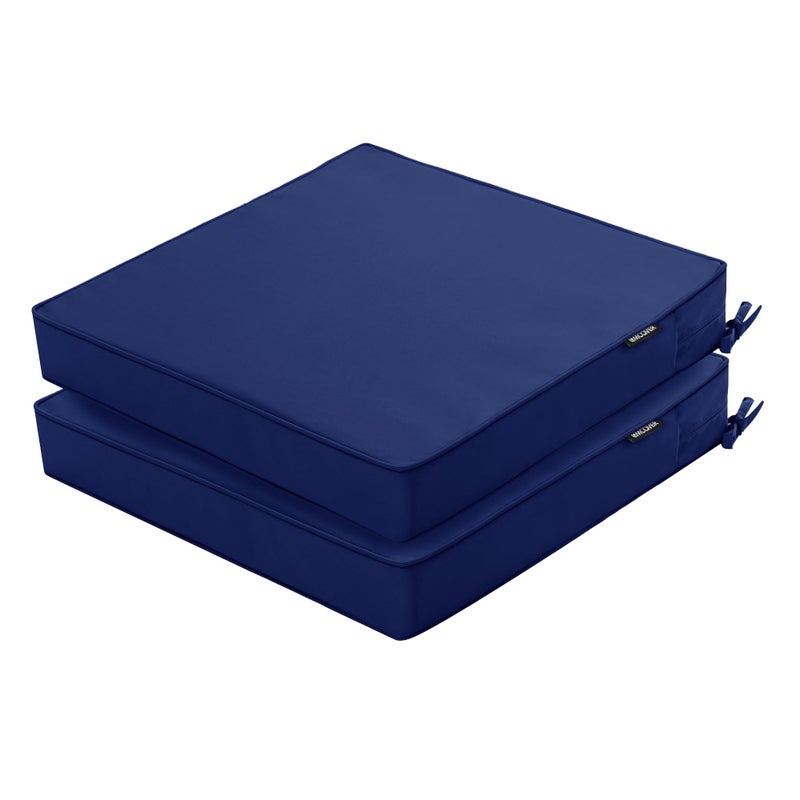 Comcaver Outdoor Chair Cushions 19 x 19 Inch Water Resistant Patio Chair Cushions with Tie 3 Year Color Fastness Thick Outdoor Seat Cushion for Garden Lawn Patio Furniture Navy Set of 2 - Image 1