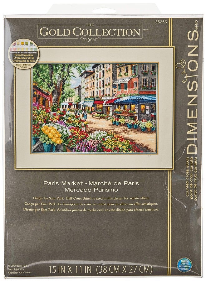 Dimensions 'Paris Market' Counted Cross Stitch Kit, Ivory Aida, 15" x 11", Multicolor, 18 Count - Image 1