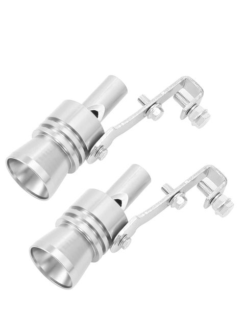 Universal Aluminum Turbo Sound Whistle Exhaust Muffler Pipe BOV Blow-off Valve Simulator (2PCS, XL-Silver)