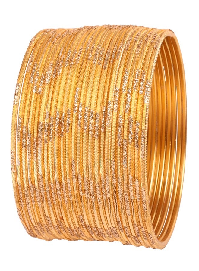 Touchstone NEW! Touchstone Indian Bollywood Fresh Fashion Trend Setter Beautifully Engraved Work Scintillating Rhinestone Golden Color Designer Jewelry Adorable Bracelets Bangle. Set Of 24.For Women - Image 1
