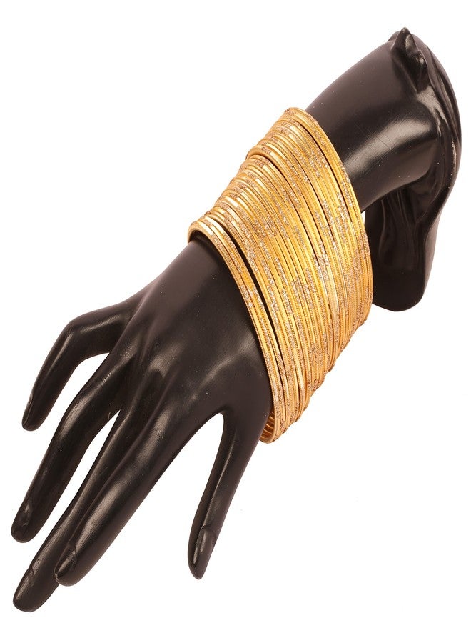 Touchstone NEW! Touchstone Indian Bollywood Fresh Fashion Trend Setter Beautifully Engraved Work Scintillating Rhinestone Golden Color Designer Jewelry Adorable Bracelets Bangle. Set Of 24.For Women - Image 3