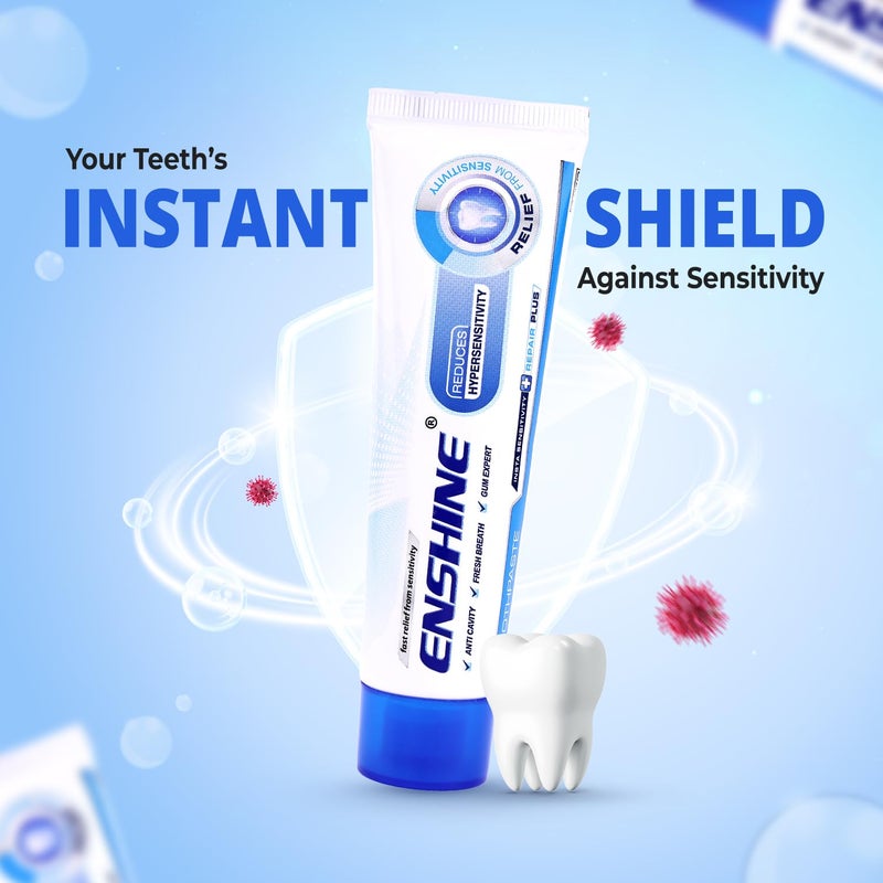 Enshine Insta Sensitivity Toothpaste | Natural Ingredients | Instant Relief | Long-Lasting Comfort | Prevents Cavities, Bad Breath, Plaque, Tartar Build-Up Pack of 2 100g Each - Image 2