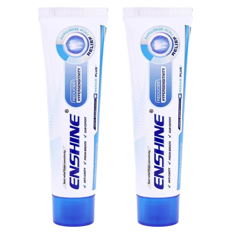 Enshine Insta Sensitivity Toothpaste | Natural Ingredients | Instant Relief | Long-Lasting Comfort | Prevents Cavities, Bad Breath, Plaque, Tartar Build-Up Pack of 2 100g Each - Image 1