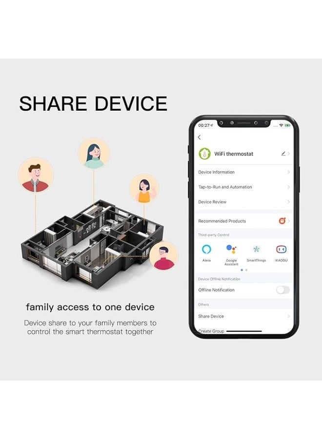 MOES Zigbee AC Thermostat & Temperature Controller – 220V (White) | Smart HVAC Control, Tuya/Smart Life App, Tempered Glass Display, Weekly Programmable - Image 5