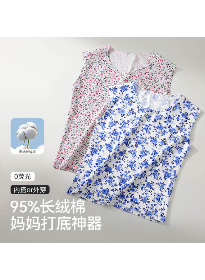 Top melon Long-Staple Cotton Loose Non-Fluorescent Printed Vest For Middle-Aged And Elderly Women, Undershirt, Sleeveless Top, Gift For Elders - Image 4