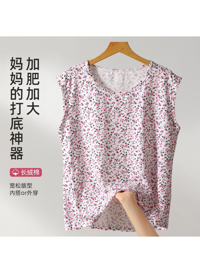 Top melon Long-Staple Cotton Loose Non-Fluorescent Printed Vest For Middle-Aged And Elderly Women, Undershirt, Sleeveless Top, Gift For Elders - Image 2