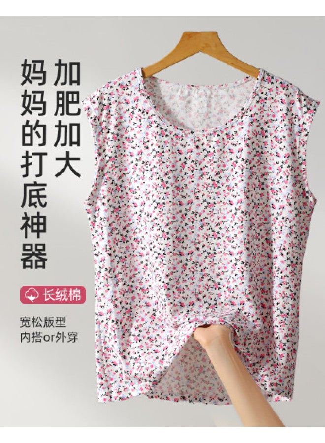 Top melon Long-Staple Cotton Loose Non-Fluorescent Printed Vest For Middle-Aged And Elderly Women, Undershirt, Sleeveless Top, Gift For Elders - Image 1