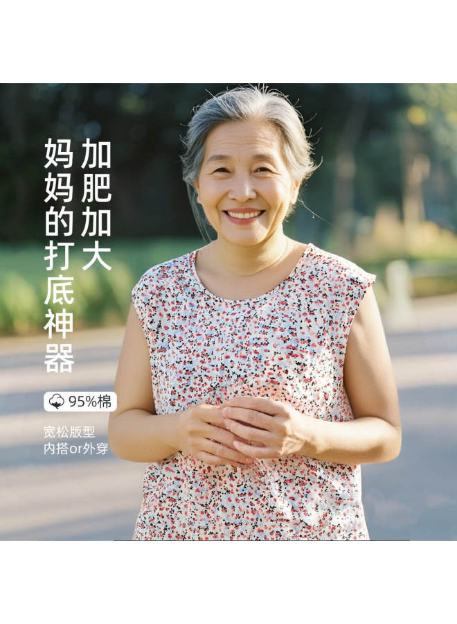 Top melon Long-Staple Cotton Loose Non-Fluorescent Printed Vest For Middle-Aged And Elderly Women, Undershirt, Sleeveless Top, Gift For Elders - Image 3