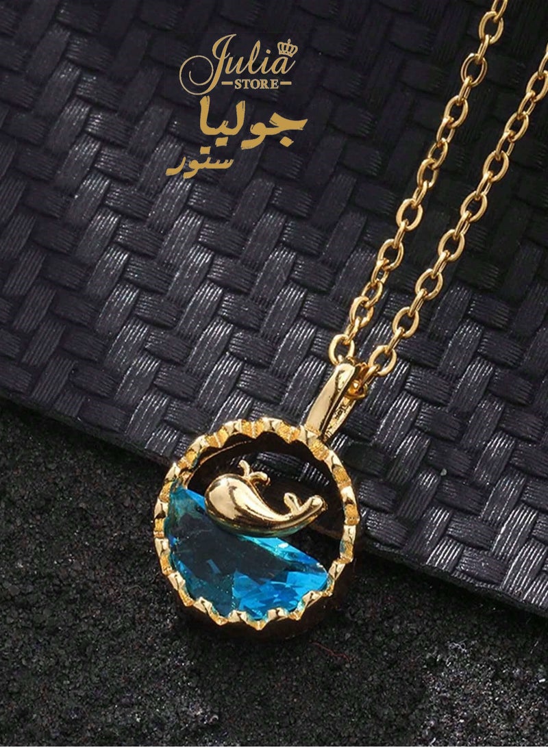 جوليا ستور قلادة على شكل حوت من الفولاذ المقاوم للصدأ مطلية بالذهب 18 قيراط - Image 4