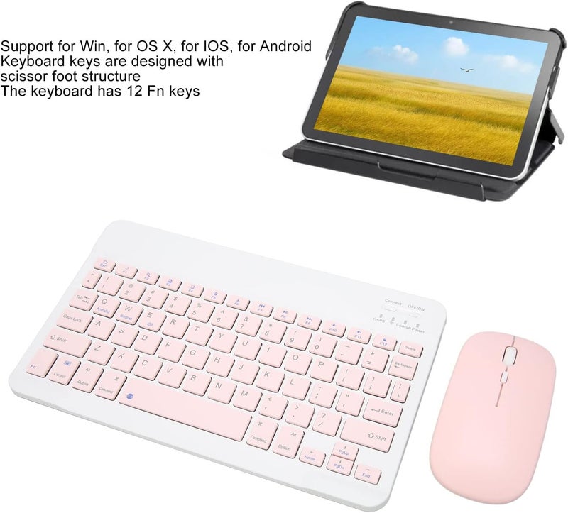 Kufoo Modern Wireless Keyboard Mouse Combo, Ergonomic Slim and Compact Wireless Keyboard with Numeric Pad for Laptop Computer PC Ompatible with and Blue (Pink) - Image 2