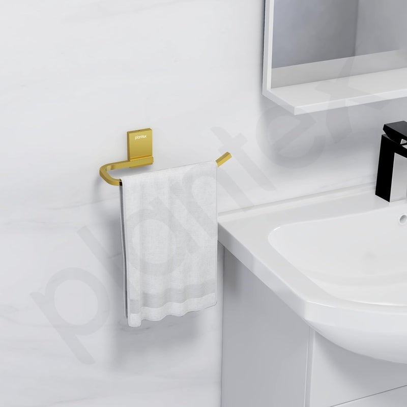 plantex Plantex 304 Grade Stainless Steel Napkin Holder for Wash Basin/Towel Holder for Bathroom/Towel Holder/Towel Ring/Bathroom Accessories - Crystal (PVD Gold)  - Image 1