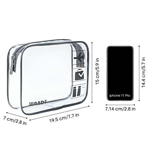WANDF TSA Approved Toiletry Bag, 2 Packs Travel Clear Toiletry Bag, Quart Size Makeup Cosmetic Pouch with Zipper, Carry-On Airport Compliant Bag for Women and Men (2pcs Grey) - Image 4