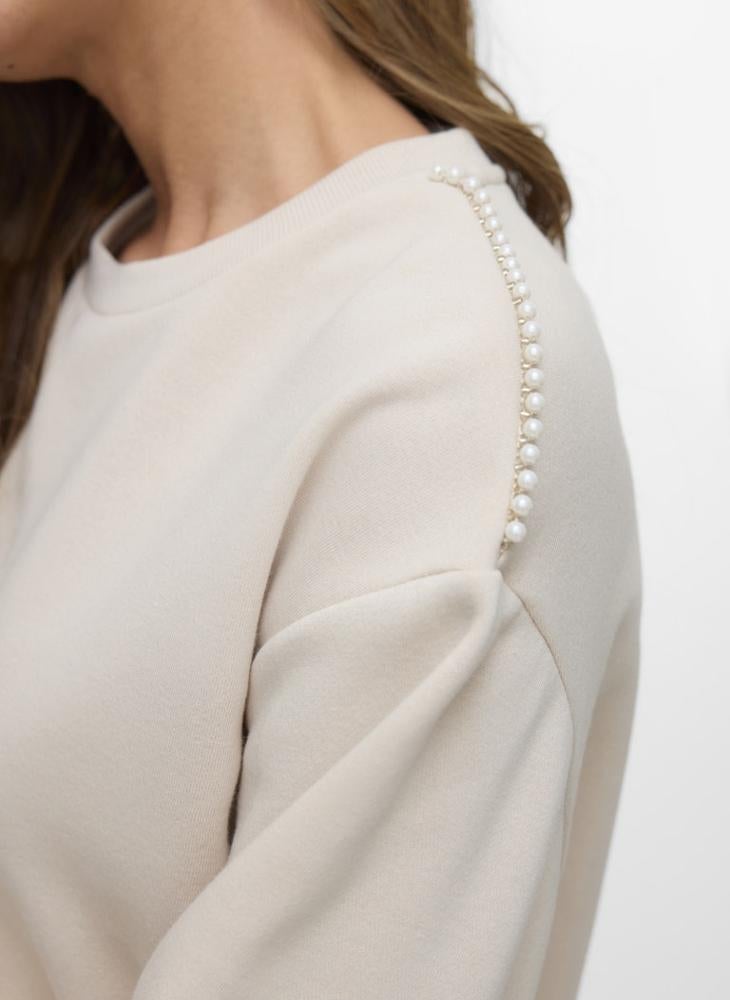 فيرو مودا بلوزة بياقة دائرية من فيمدايزي باللؤلؤ - Image 4