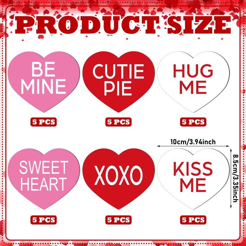 Hoteam 30 Pcs Valentineâ€˜s Day Garage Door Decoration Magnet Stickers Conversation Heart Magnet Decals Refrigerator Stickers Romantic Garage Door Decals for Valentineâ€˜s Day Party Supplies Home Decor - Image 2