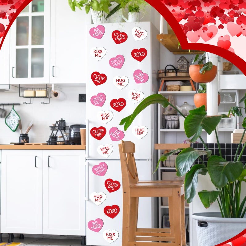 Hoteam 30 Pcs Valentineâ€˜s Day Garage Door Decoration Magnet Stickers Conversation Heart Magnet Decals Refrigerator Stickers Romantic Garage Door Decals for Valentineâ€˜s Day Party Supplies Home Decor - Image 5