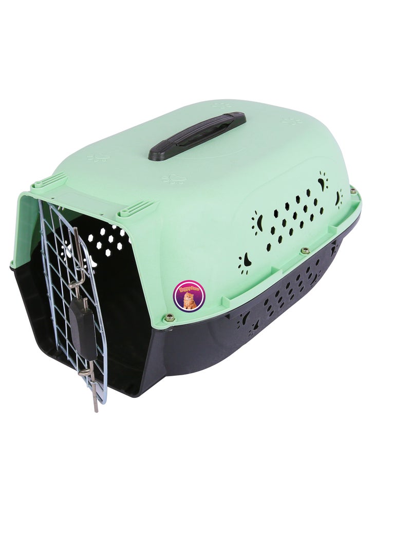 HAPPY PUSS Pet carrier, travel crate for cats and small dogs, outdoor and travel kennel, cage for cats and dogs. Green color. - Image 1